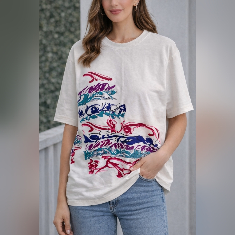 Gilda Marx Colorful Abstract Graphic T-Shirt One Size Vintage 1993 - Picture 12 of 15